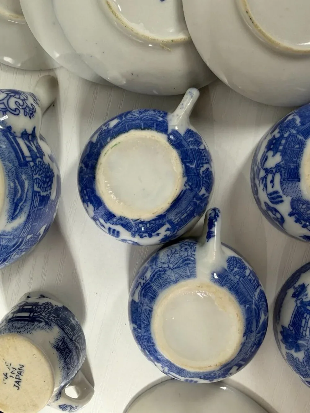 Vintage Blue Willow Miniature Child's Tea Set 17 Pc Blue White Porcelain Tea Set